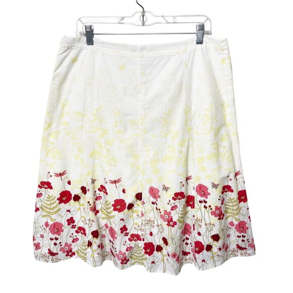 Eddie Bauer Women’s Floral White, Red, Pink & Green Lined Cotton Mini Skirt 12 - Picture 1 of 7